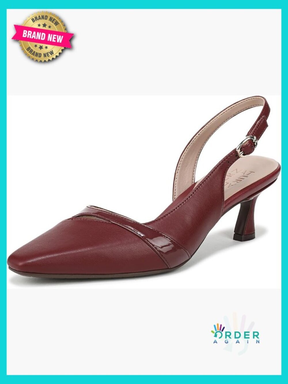 Sleek Slingback Pumps with Adjustable Buckle Strap 2 1/8 Inch Sculpted Heel